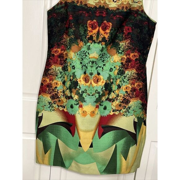 Julian Taylor Dress Green Floral Print Sleeveless Round Neck Multi-Color 14 - Picture 3 of 10